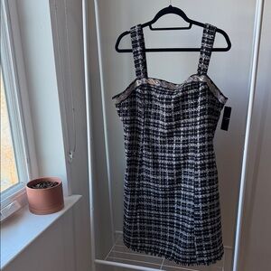 NWT Tahari ASL Black and White Tweed Mini Dress